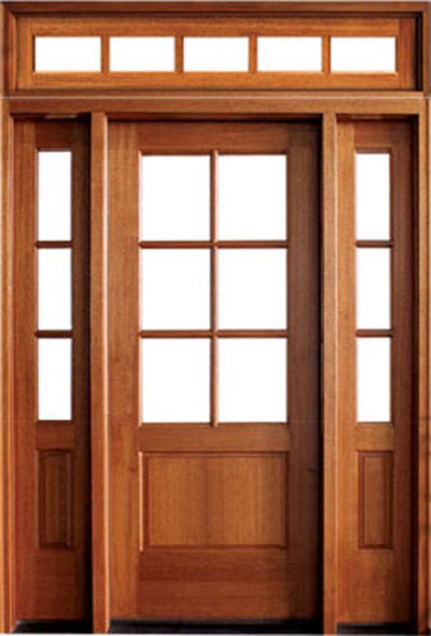 80" Mahogany Alexandria TDL 6 Lite Single Door/2Sidelite & Rec Transom
