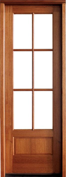 96" Mahogany Alexandria TDL 6 Lite Single Door