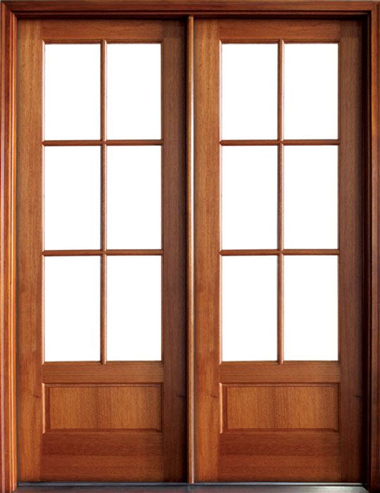 96" Mahogany Alexandria TDL 6 Lite Double Door