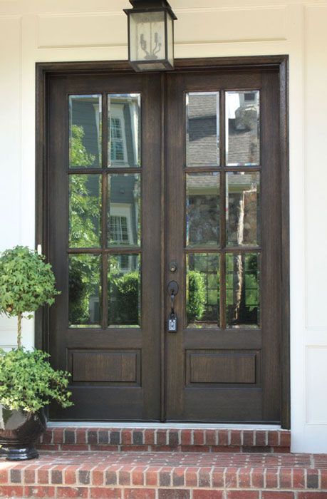 96" Mahogany Alexandria TDL 6 Lite Double Door