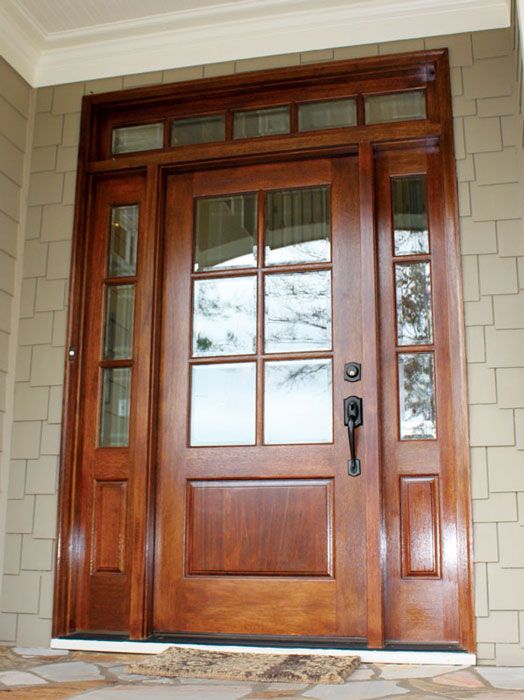 80" Mahogany Alexandria TDL 6 Lite Single Door/2Sidelite & Rec Transom
