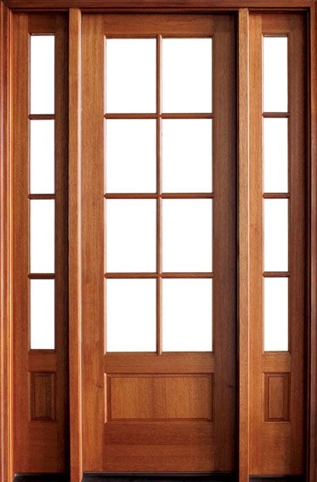 42" x 96" Mahogany Alexandria TDL 8 Lite 3/6 Single Door/2Sidelite