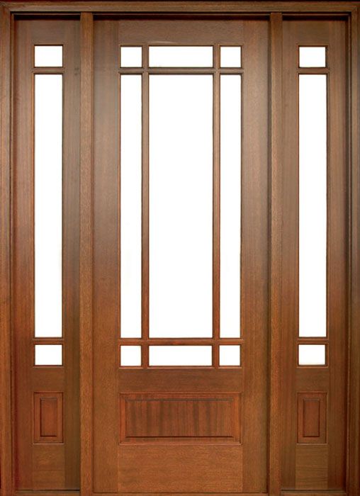 96" Mahogany Alexandria TDL 9 Lite Single Door/2Sidelite