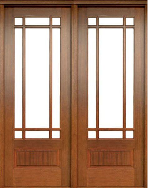 96" Mahogany Alexandria TDL 9 Lite Double Door