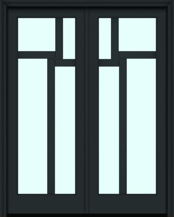 Impact 96" Full Lite 4 Lite 3.5" Designer SDL Amsterdam Nova 90 Modern Smooth Fiberglass Double Door