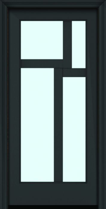 80" Full Lite 4 Lite 3.5" Designer SDL Amsterdam Nova 90 Modern Smooth Fiberglass Single Door