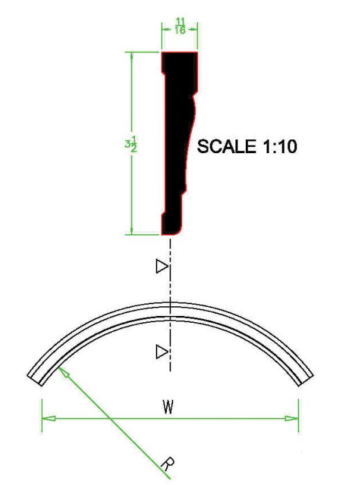 Mahogany (Meranti) Colonial ARCH CASING x W=90x Thick=0.6x Radius=94.94