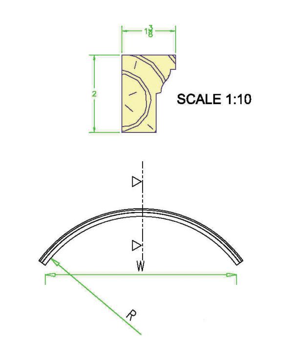 Mahogany (Meranti) 180 ARCH BRICKMOULD x W=48x Thick=1.38x Radius=30.38