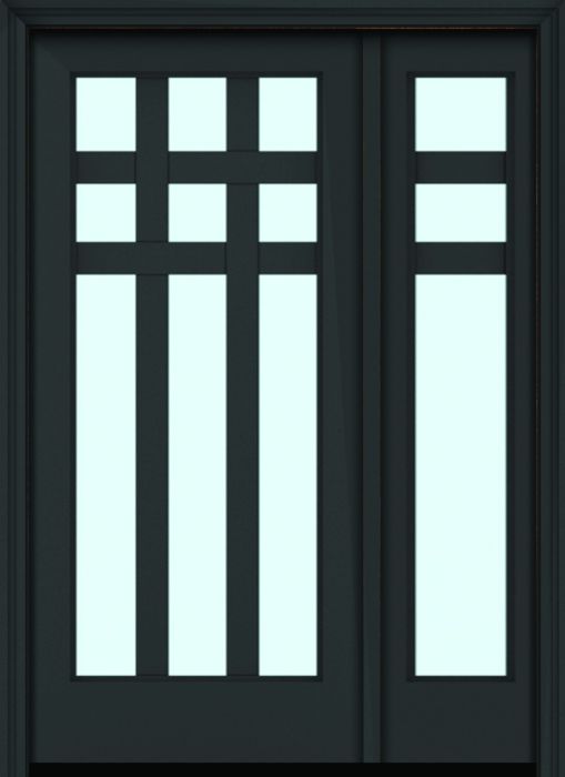 80" Full Lite 9 Lite 3.5" Designer SDL Arizona Nova 90 Modern Smooth Fiberglass Single Door, Sidelite
