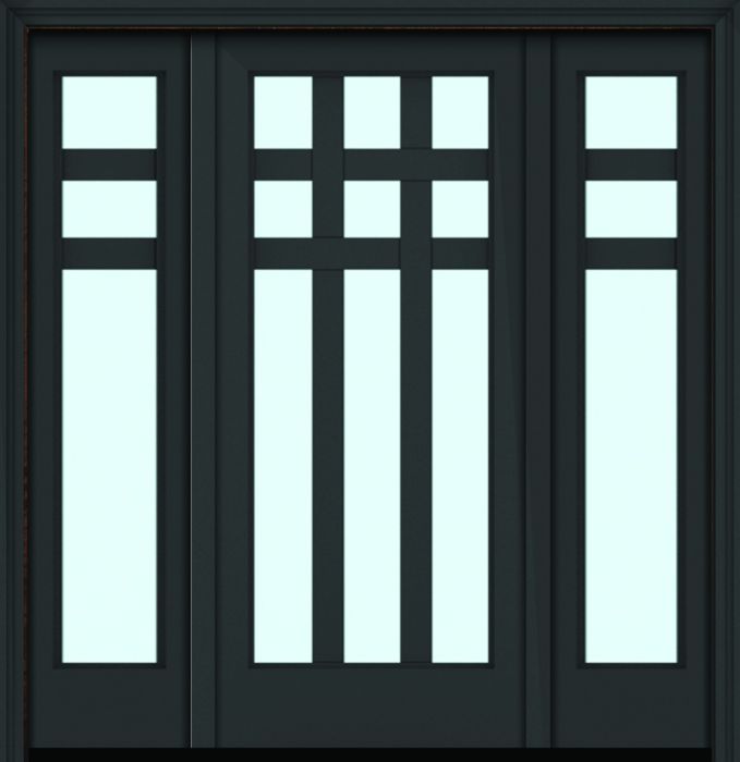 80" Full Lite 9 Lite 3.5" Designer SDL Arizona Nova 90 Modern Smooth Fiberglass Single Door, Sidelites