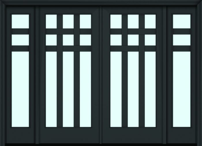 80" Full Lite 9 Lite 3.5" Designer SDL Arizona Nova 90 Modern Smooth Fiberglass Double Door, Sidelites
