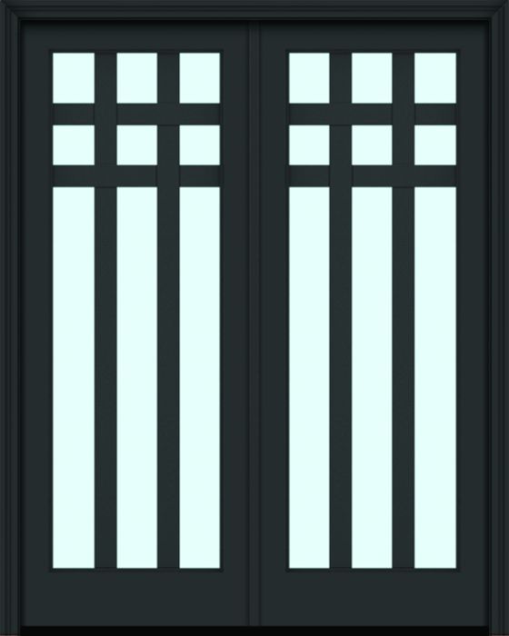 96" Full Lite 9 Lite 3.5" Designer SDL Arizona Nova 90 Modern Smooth Fiberglass Double Door