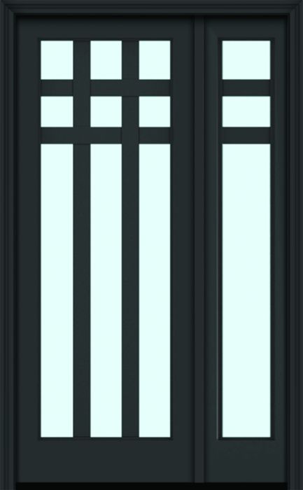 96" Full Lite 9 Lite 3.5" Designer SDL Arizona Nova 90 Modern Smooth Fiberglass Single Door, Sidelite