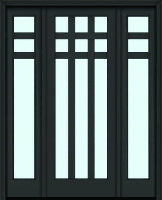 96" Full Lite 9 Lite 3.5" Designer SDL Arizona Nova 90 Modern Smooth Fiberglass Single Door, Sidelites