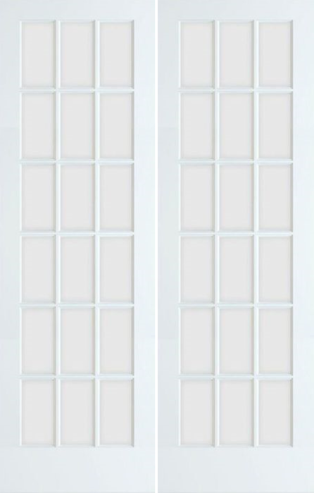96" 18 Lite French Primed Wood Double Door
