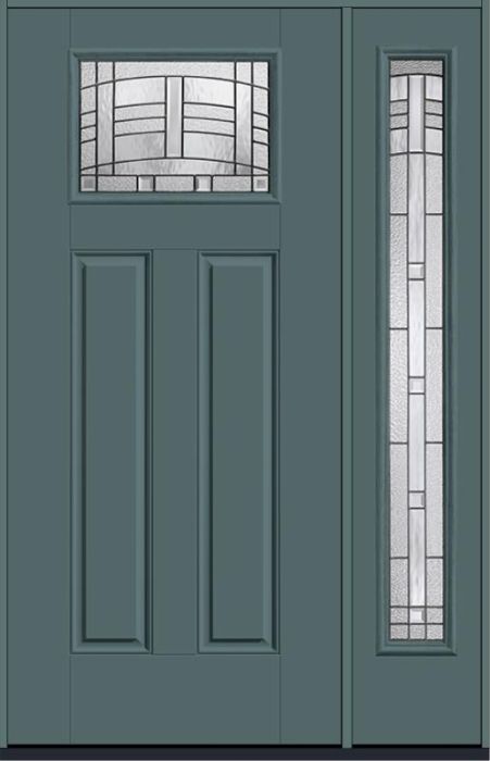 80 Maple Park Craftsman Top View 2 Panel Smooth Fiberglass Single Door,Sidelite , WBD Impact