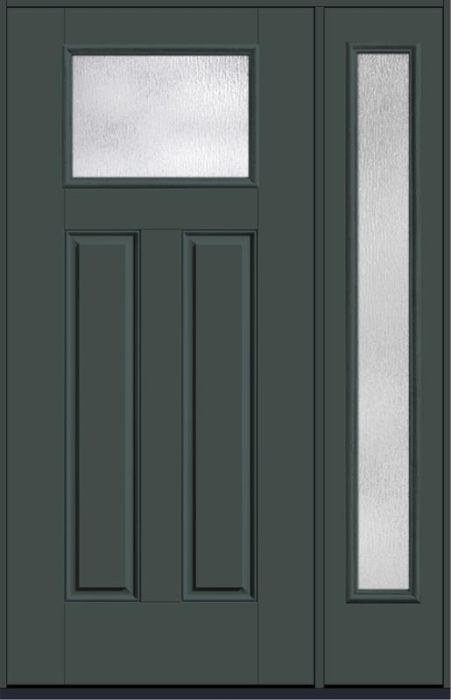 80 Rainglass Craftsman Top View 2 Panel Smooth Fiberglass Single Door,Sidelite , WBD Impact