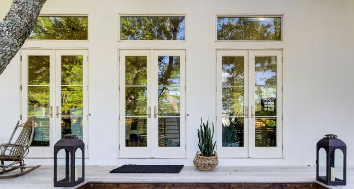Low-e Full Lite, 10 Lite SDL Fiberglass Double Door, Impact Rated