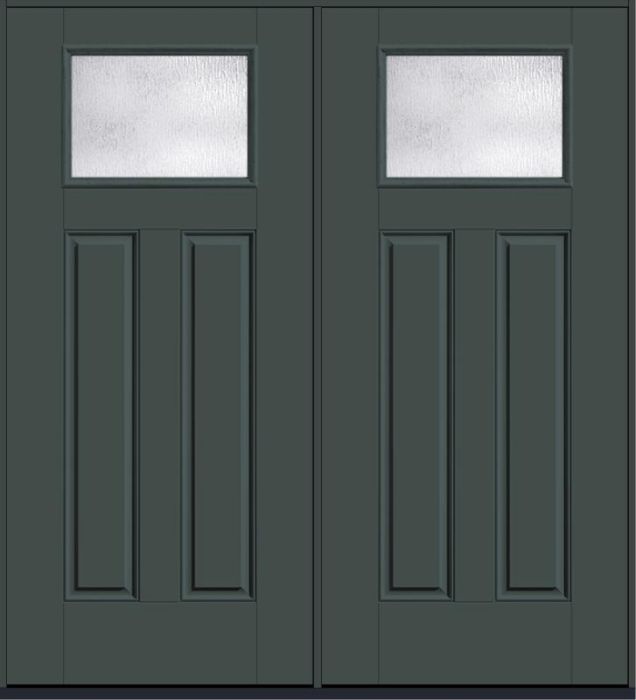 80 Rainglass Craftsman Top View 2 Panel Smooth Fiberglass Double Doors , WBD Impact