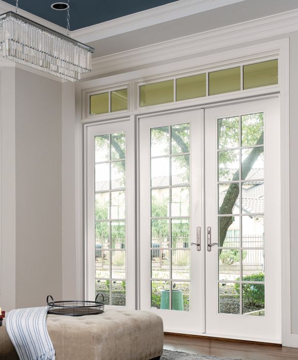 Low-e 96" Full Lite, 12 Lite SDL Fiberglass Double Door, Impact Rated