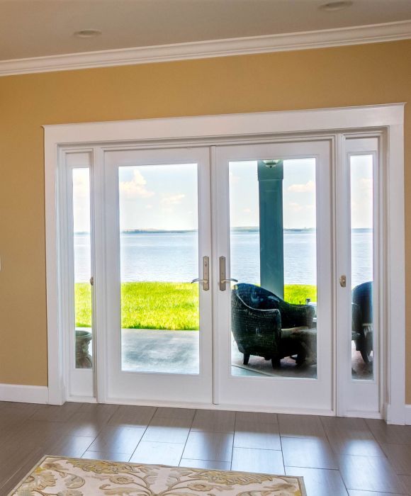 Low-e Full Lite Fiberglass Double Door, Vented Sidelites