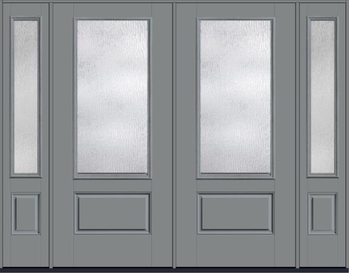 80 Rainglass 3/4 Lite 1 Panel Smooth Fiberglass Double Door,Sidelites , WBD Impact
