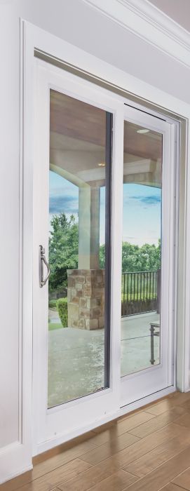 Low-e 96" Full Lite Fiberglass Gliding Double Door