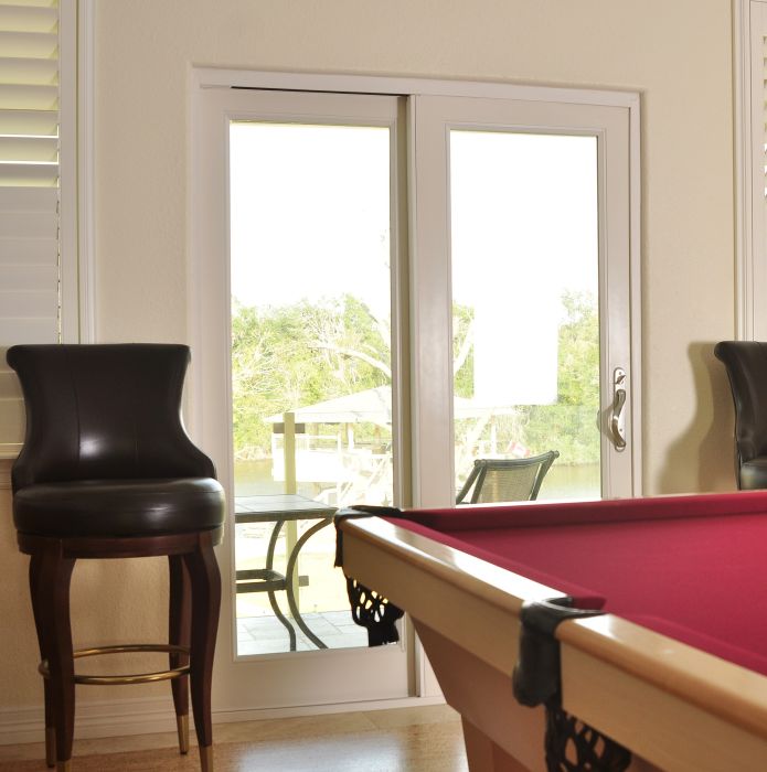 Low-e 96" Full Lite Fiberglass Gliding Double Door