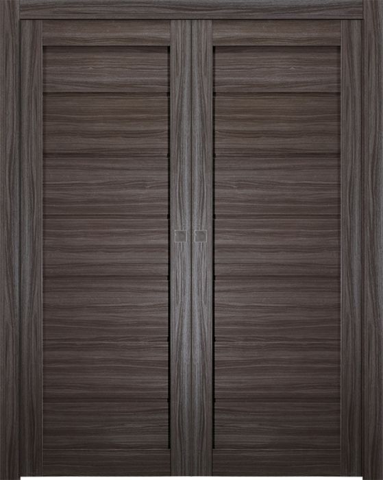 Prefinished Alda Gray Oak Modern Interior Double Pocket Door