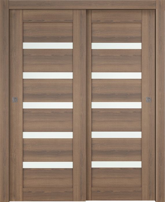 Prefinished Avon 07-04 Vetro Pecan Nutwood Modern Interior Bypass Door