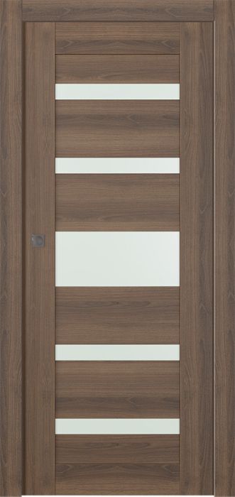 Prefinished Avon 07-05 Vetro Pecan Nutwood Modern Interior Single Pocket Door