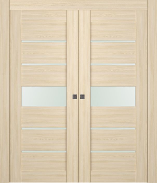 Prefinished Avon 07-06 Vetro Loire Ash Modern Interior Double Pocket Door
