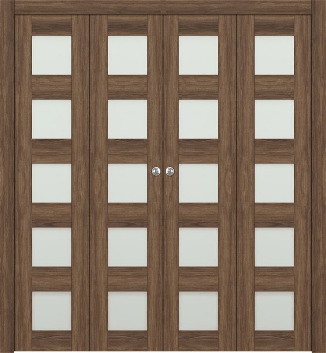 Prefinished Avon 07-07 Vetro Pecan Nutwood Modern Interior Bi-Fold 4 Door