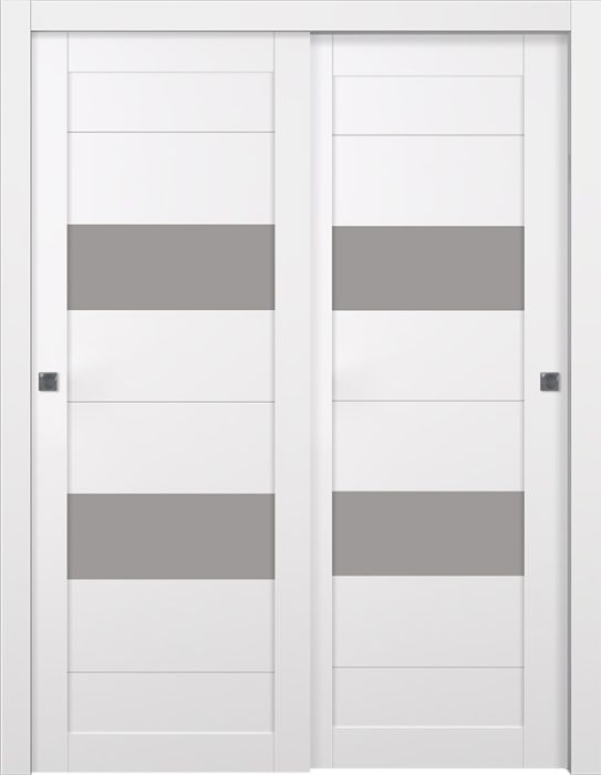 Prefinished Berta Vetro Snow White Modern Interior Bypass Door