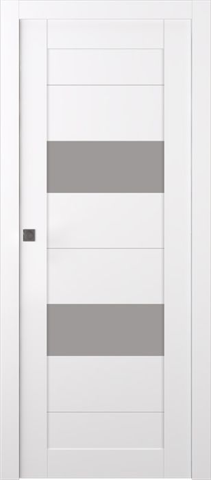 Prefinished Berta Vetro Snow White Modern Interior Single Pocket Door
