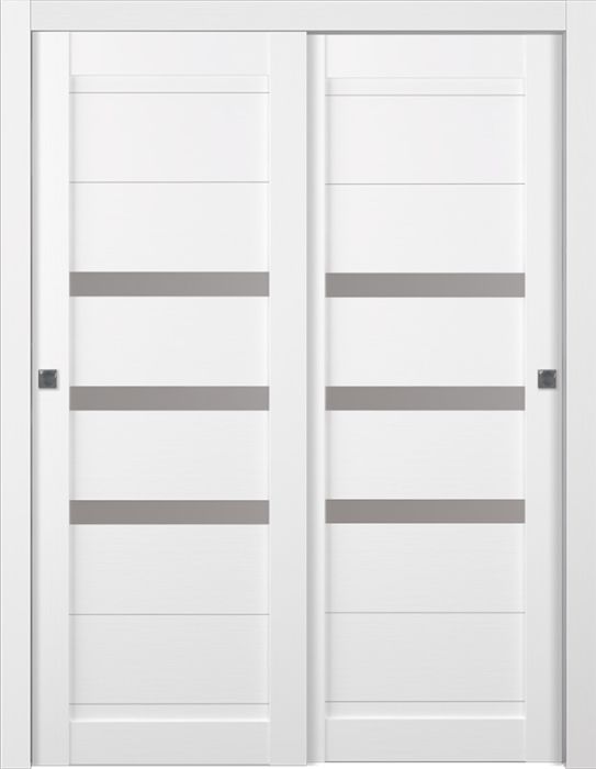 Prefinished Dora Vetro Bianco Noble Modern Interior Bypass Door