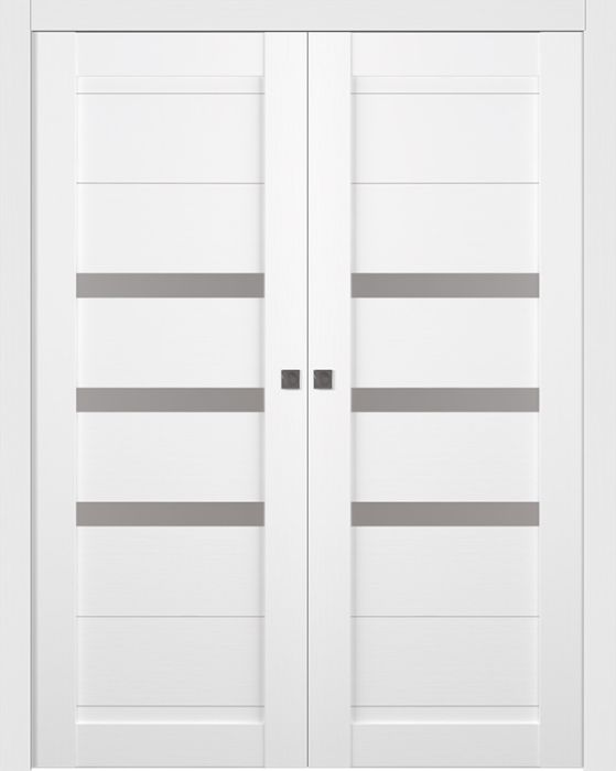 Prefinished Dora Vetro Bianco Noble Modern Interior Double Pocket Door
