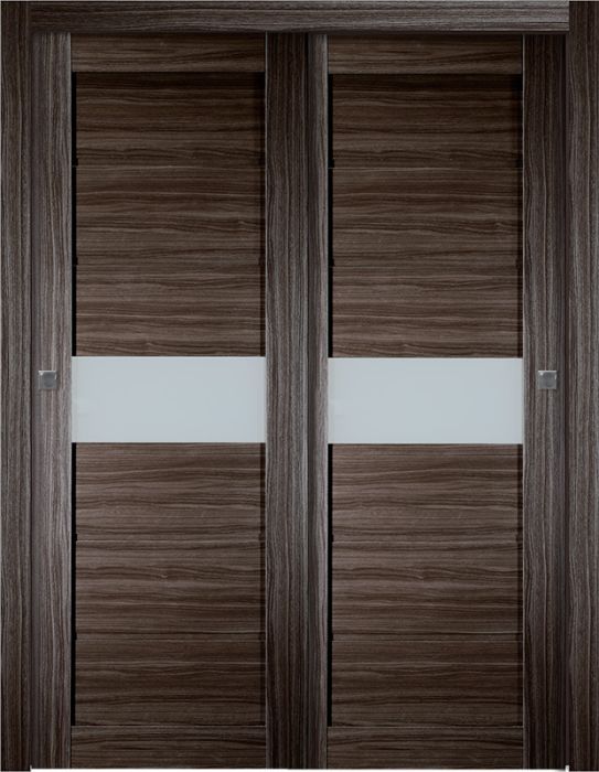 Prefinished Edna Vetro Gray Oak Modern Interior Bypass Door