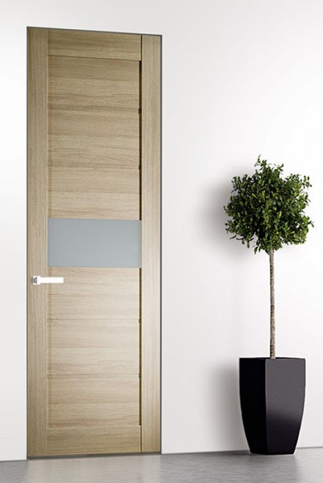 Prefinished Edna Vetro Shambor Modern Interior Single Door with Invisible Frame
