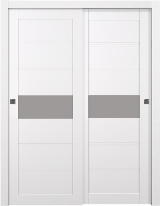 Prefinished Edna Vetro Snow White Modern Interior Bypass Door
