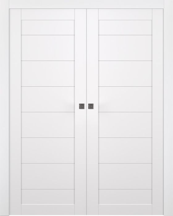 Prefinished Ermi Snow White Modern Interior Double Pocket Door
