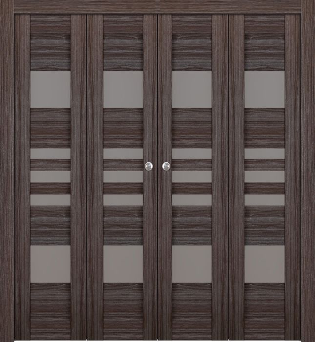Prefinished Leti Vetro Gray Oak Modern Interior Bi-Fold 4 Door