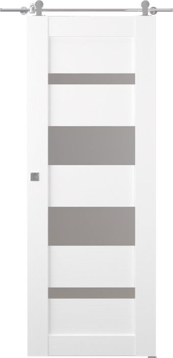 Prefinished Mirella Vetro Bianco Noble Modern Interior Barn Door
