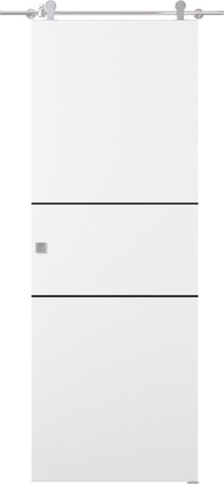 Prefinished Optima 2H Black Snow White Modern Interior Barn Door