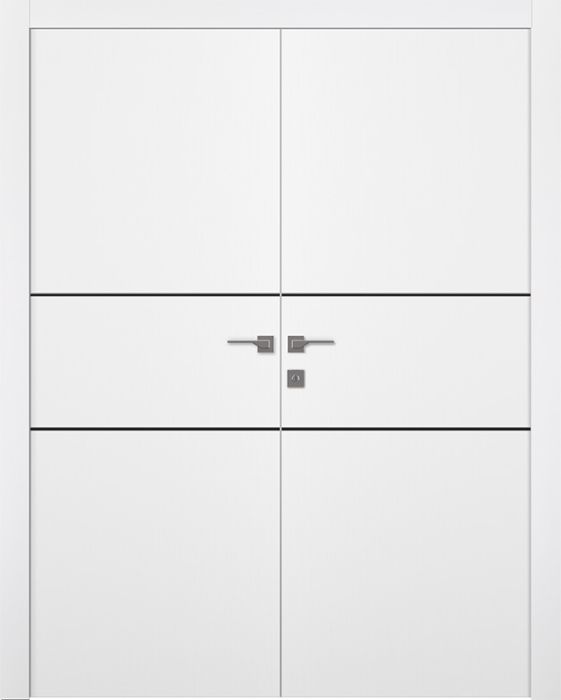 Prefinished Optima 2H Black Snow White Modern Interior Double Door