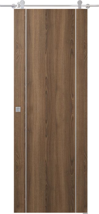 Prefinished Optima 2U Pecan Nutwood Modern Interior Barn Door