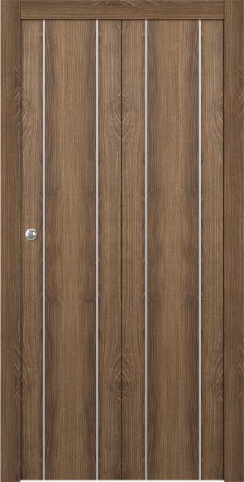 Prefinished Optima 2U Pecan Nutwood Modern Interior Bi-Fold 2 Door
