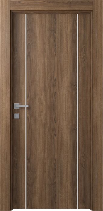 Prefinished Optima 2U Pecan Nutwood Modern Interior Single Door