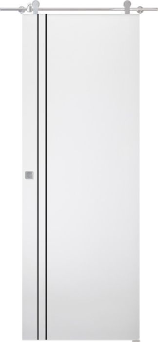 Prefinished Optima 2V Black Snow White Modern Interior Barn Door