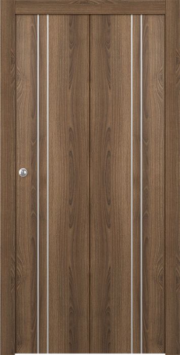 Prefinished Optima 2V Pecan Nutwood Modern Interior Bi-Fold 2 Door